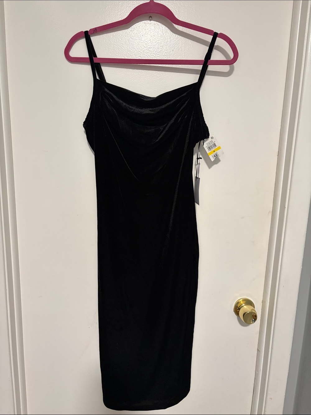 1. State Black Velvet Cowl Neck Midi Slip Dress